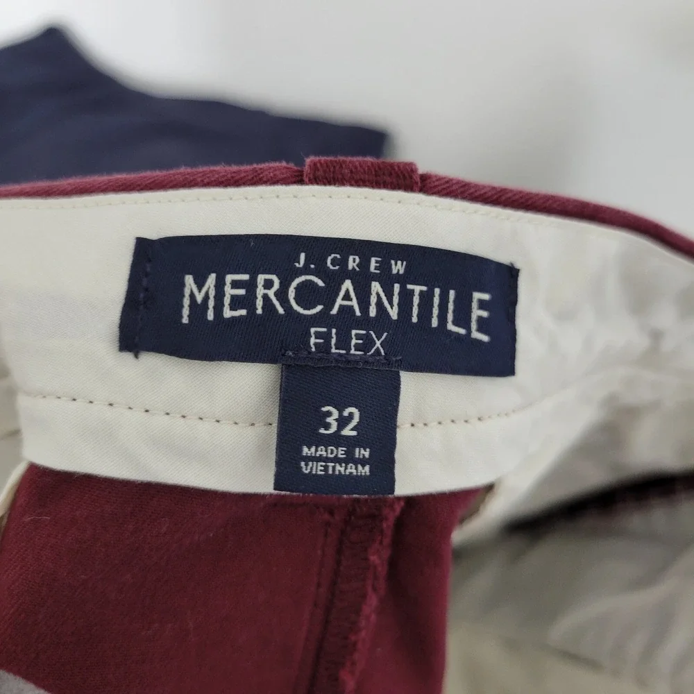 J.Crew‎ Mercantile Flex Men's Chino Shorts Flat Front Burgundy Size 32 / 10